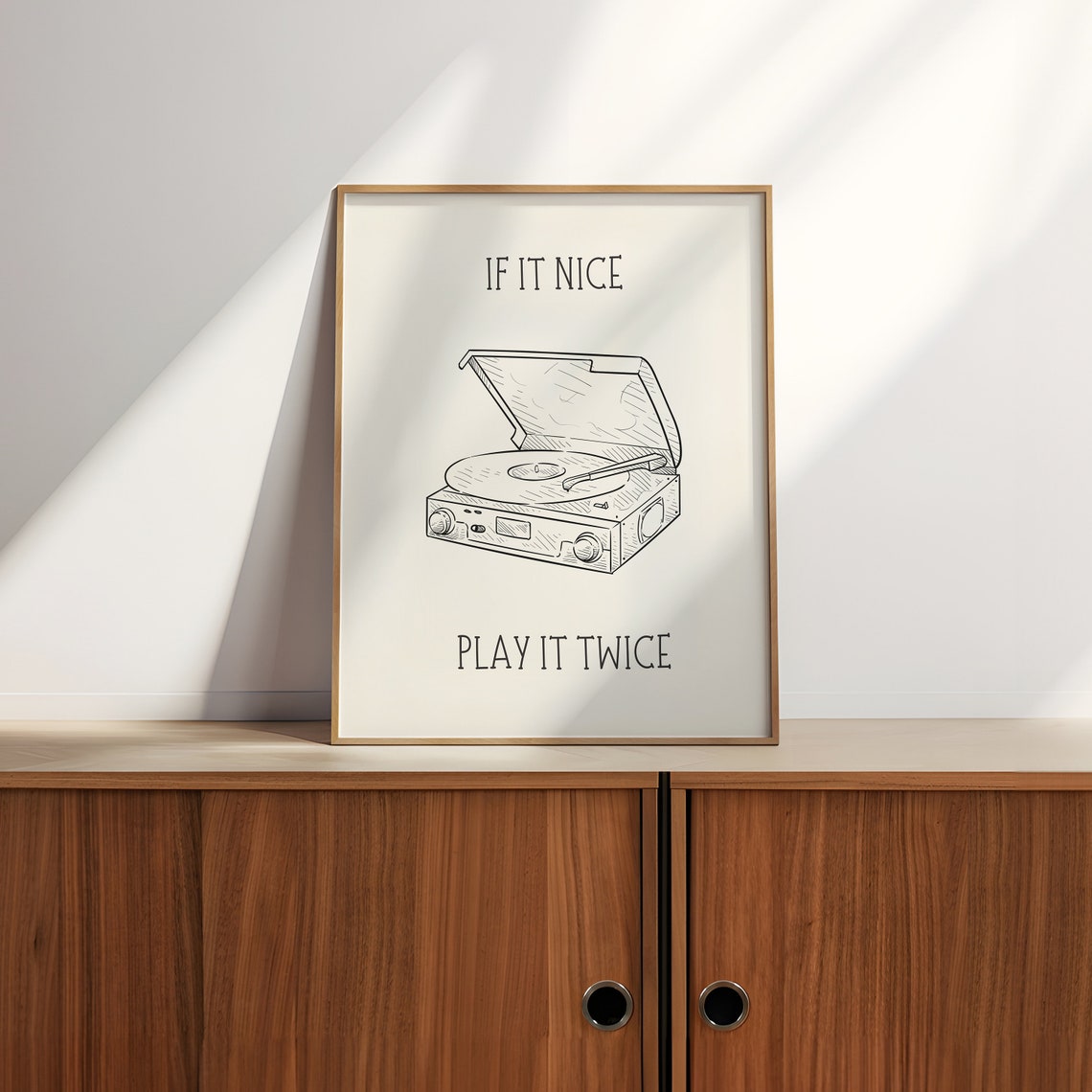 If It Nice Play It Twice Record Player Sketch Music Quote Poster - Image 2