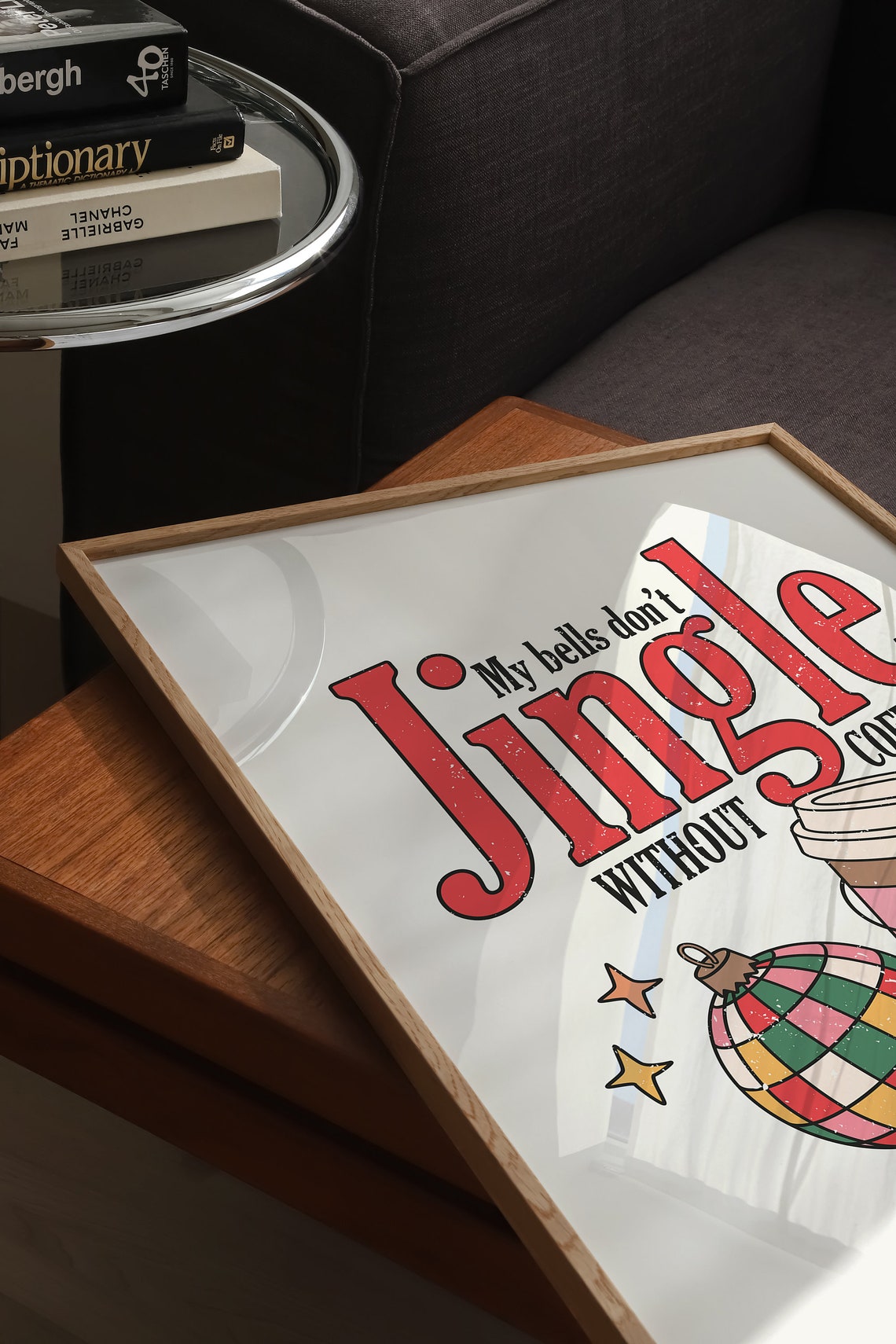 My Bells Don't Jingle Without Coffee Pink Cup Lights Fun Poster - Image 5