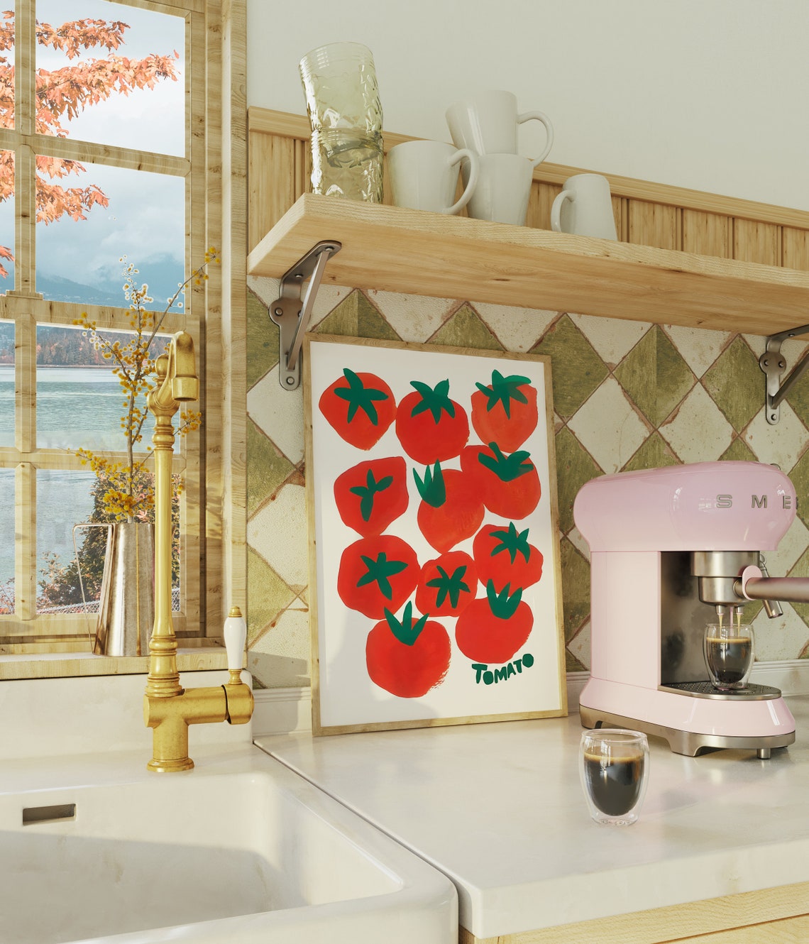 Pop Art Red Tomato Illustration Bold Retro Kitchen Decor Wall Art - Image 4