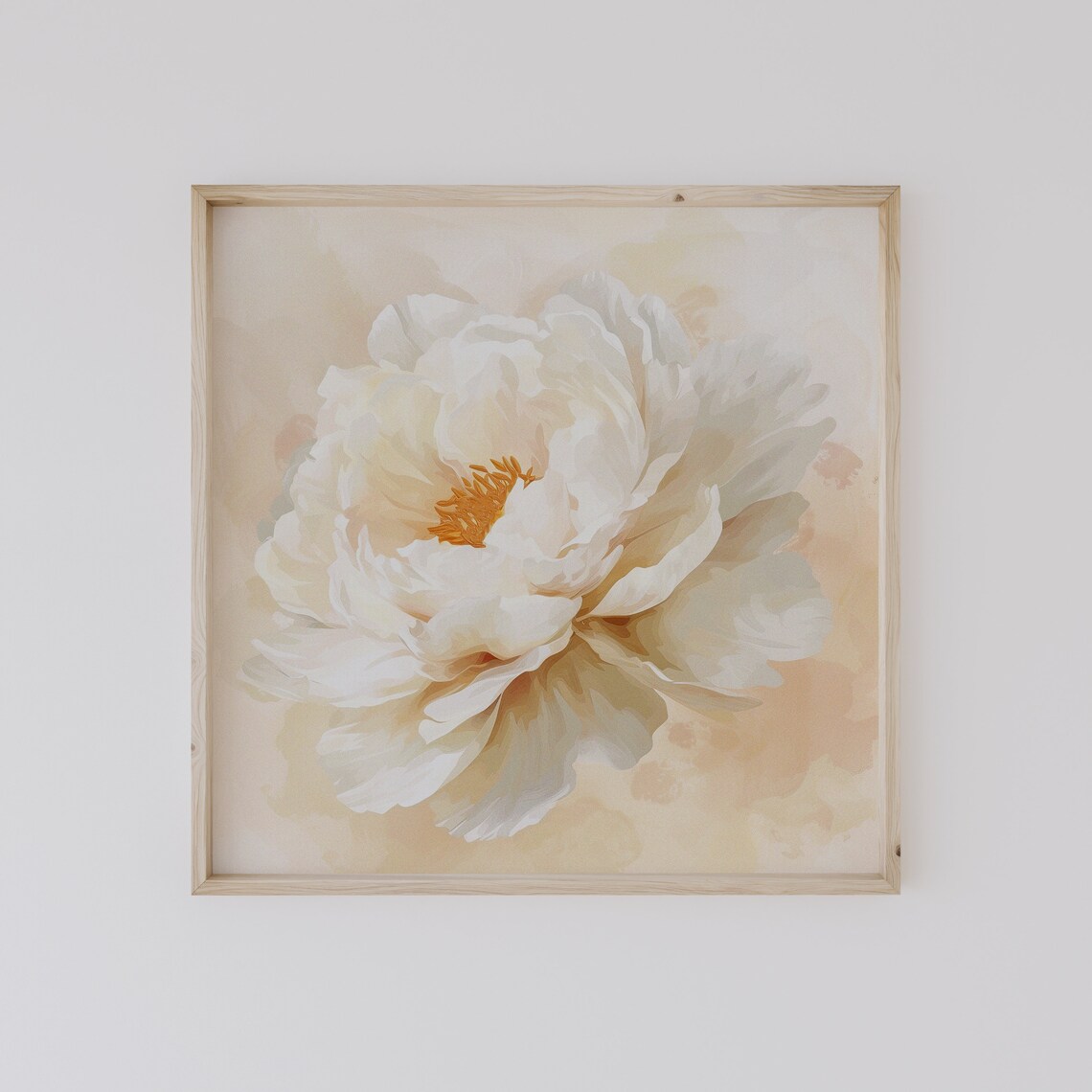Cream Peony Bloom Pastel Floral Painting Romantic Minimalist Poster - Image 3