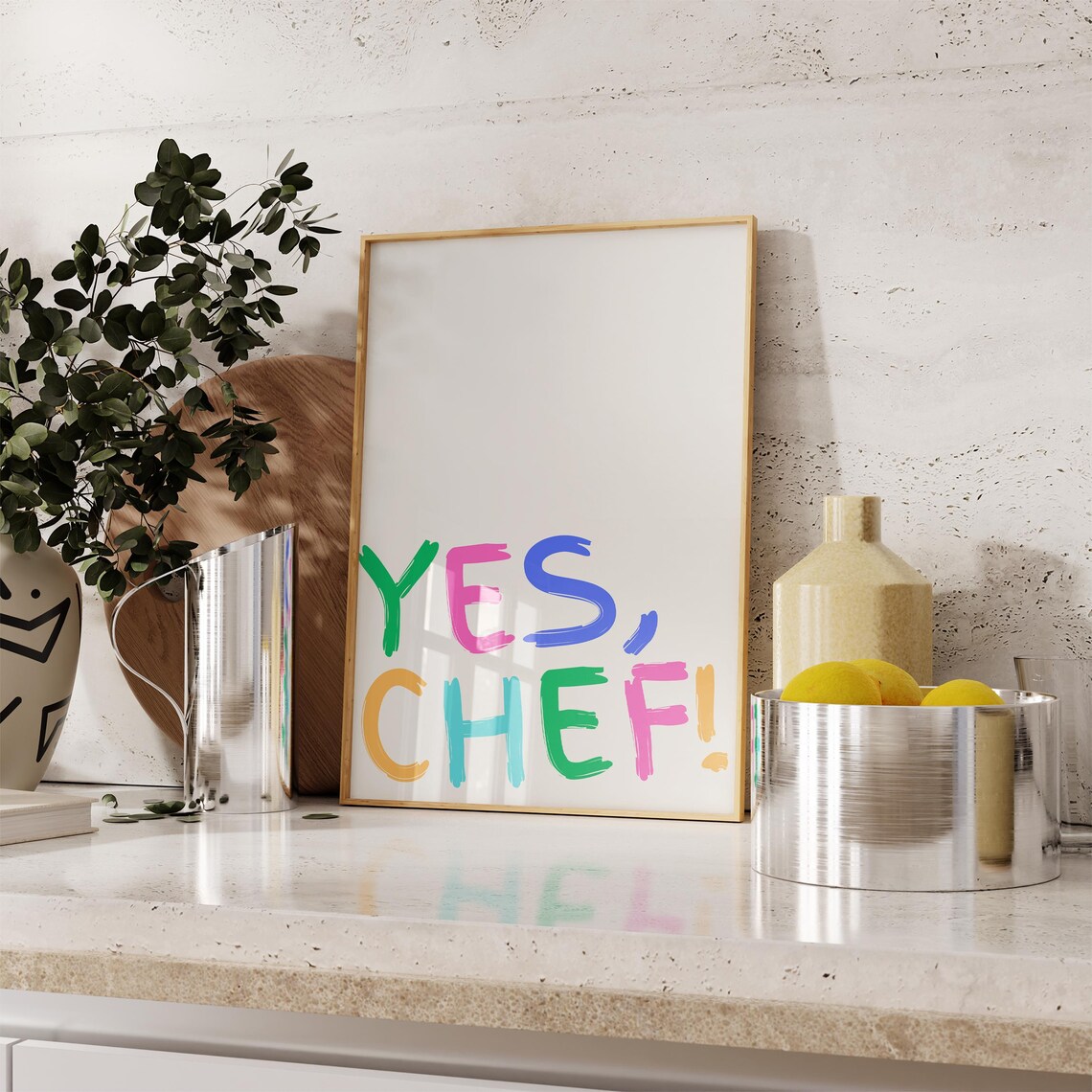 Yes Chef Aesthetic Kitchen Decor, Modern Cooking Art - Image 5