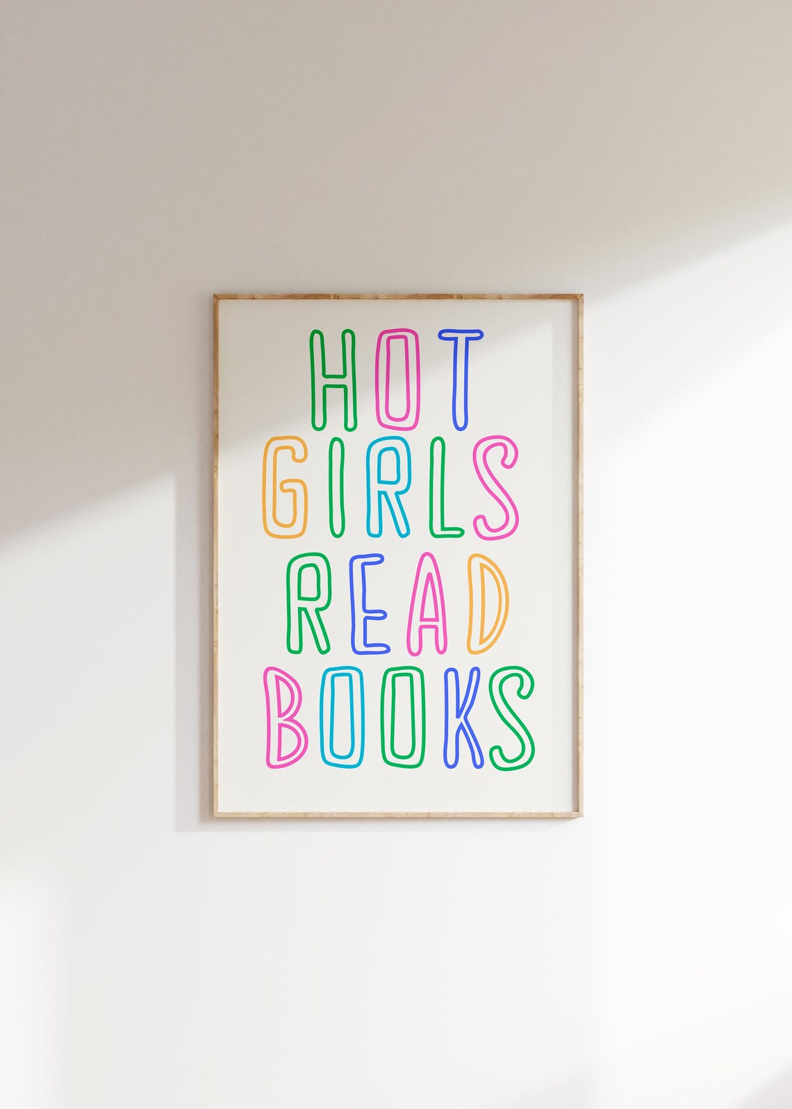 Hot Girls Read Books Rainbow Outline Typography Quote Poster - Image 2