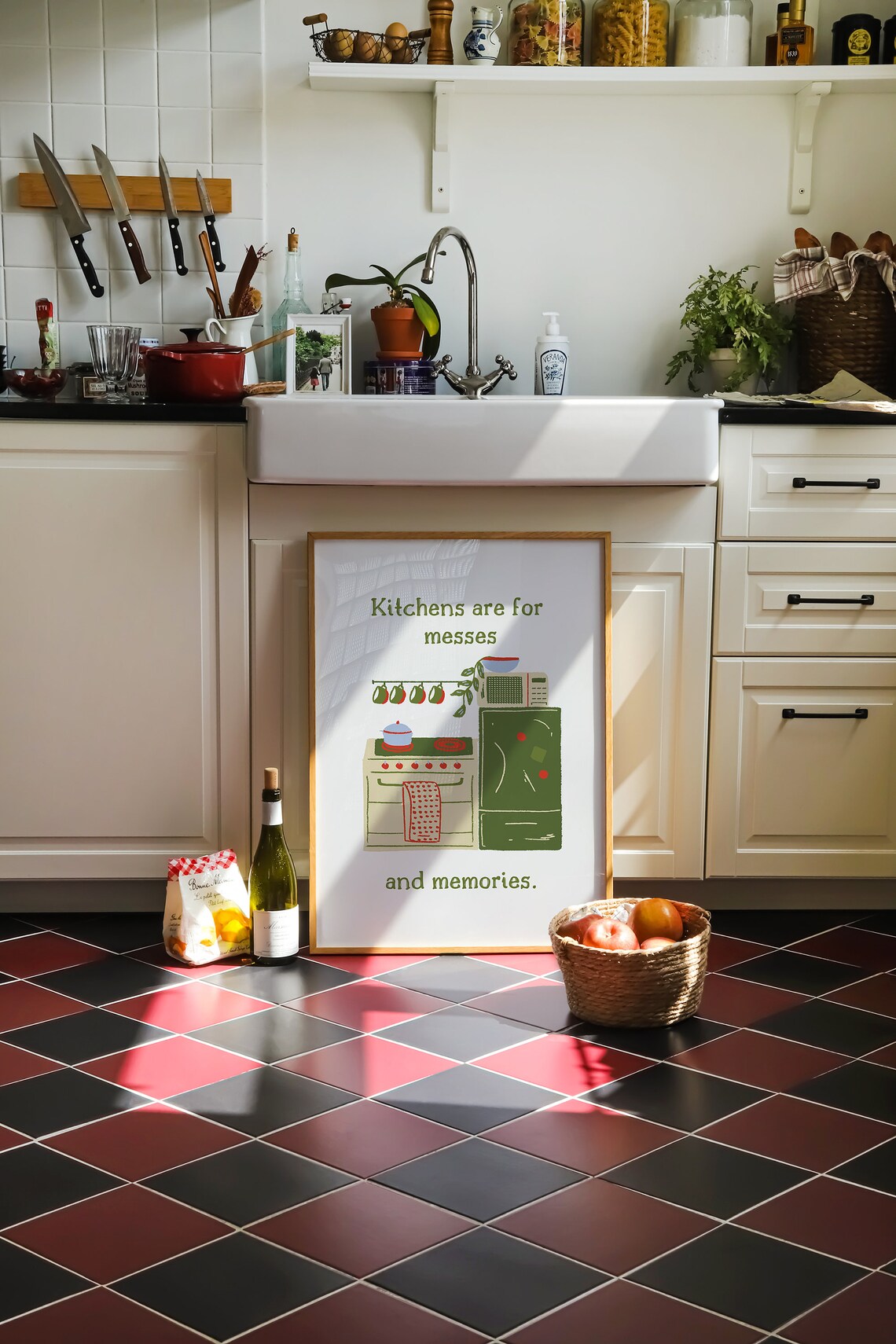 Kitchens Are for Messes and Memories Green Kitchen Quote Wall Art - Image 2