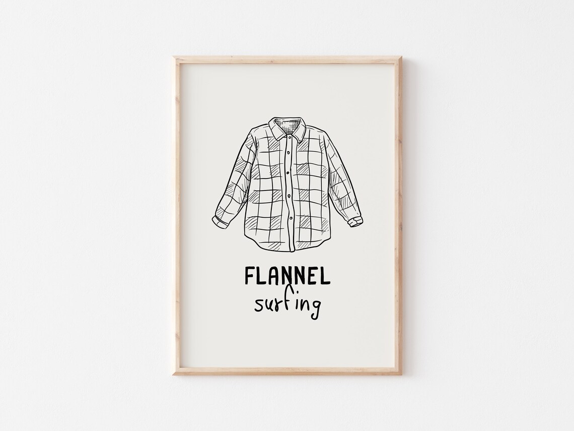 Flannel Surfing Funny Fall Fashion Sketch Playful Quote Poster - Image 3