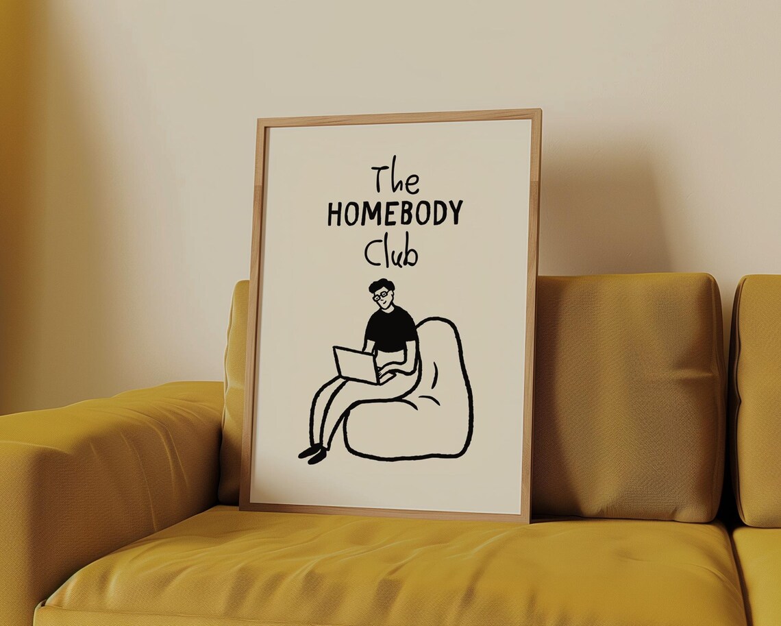 The Homebody Club Beanbag Laptop Introvert Life Doodle Print - Image 4