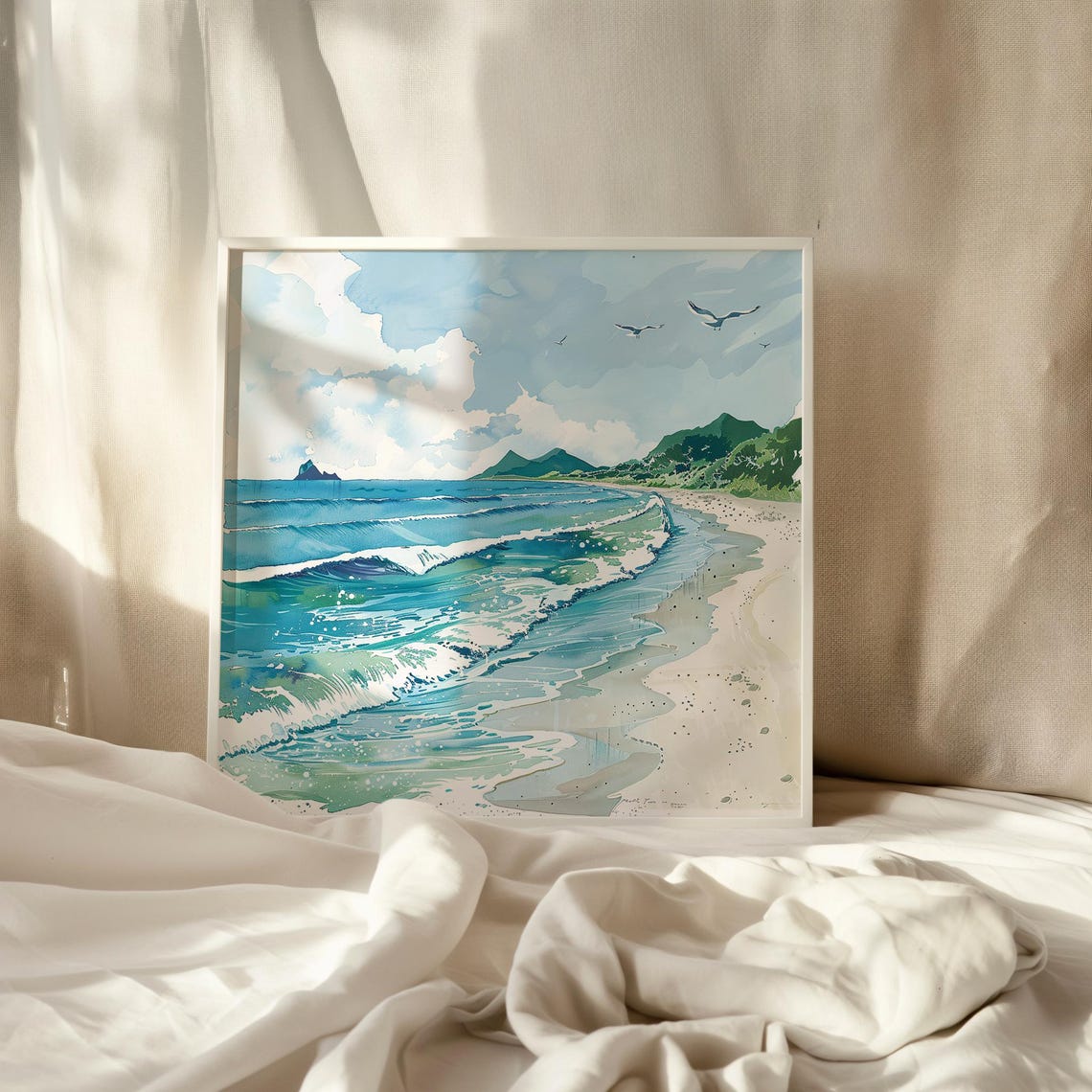 Ocean Print Minimalist Coastal Wall Art Neutral Beach Wall Art Sea Waves Art Beach House Prints Modern Coastal Poster - Image 3
