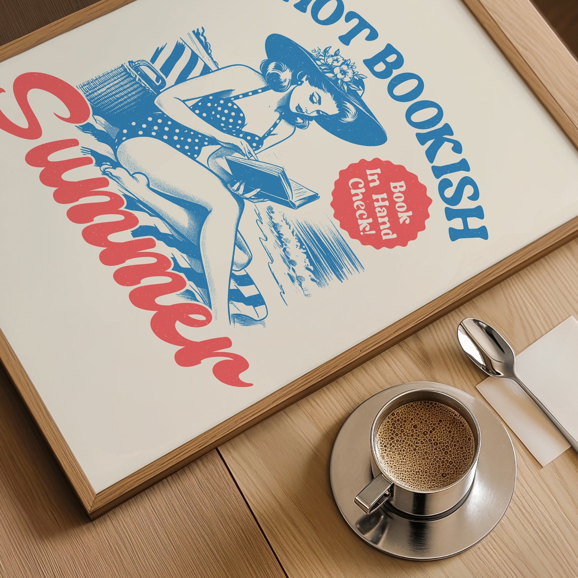 Hot Bookish Summer Vintage Retro Beach Reading Pin Up Poster - Image 2