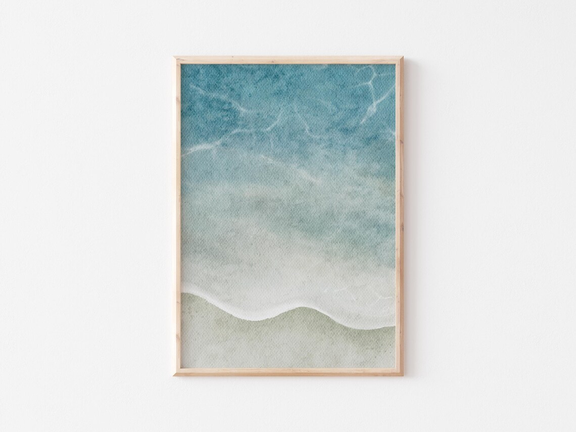 Teal Ocean Water With Drifting White Sea Foam Abstract Print - Image 3