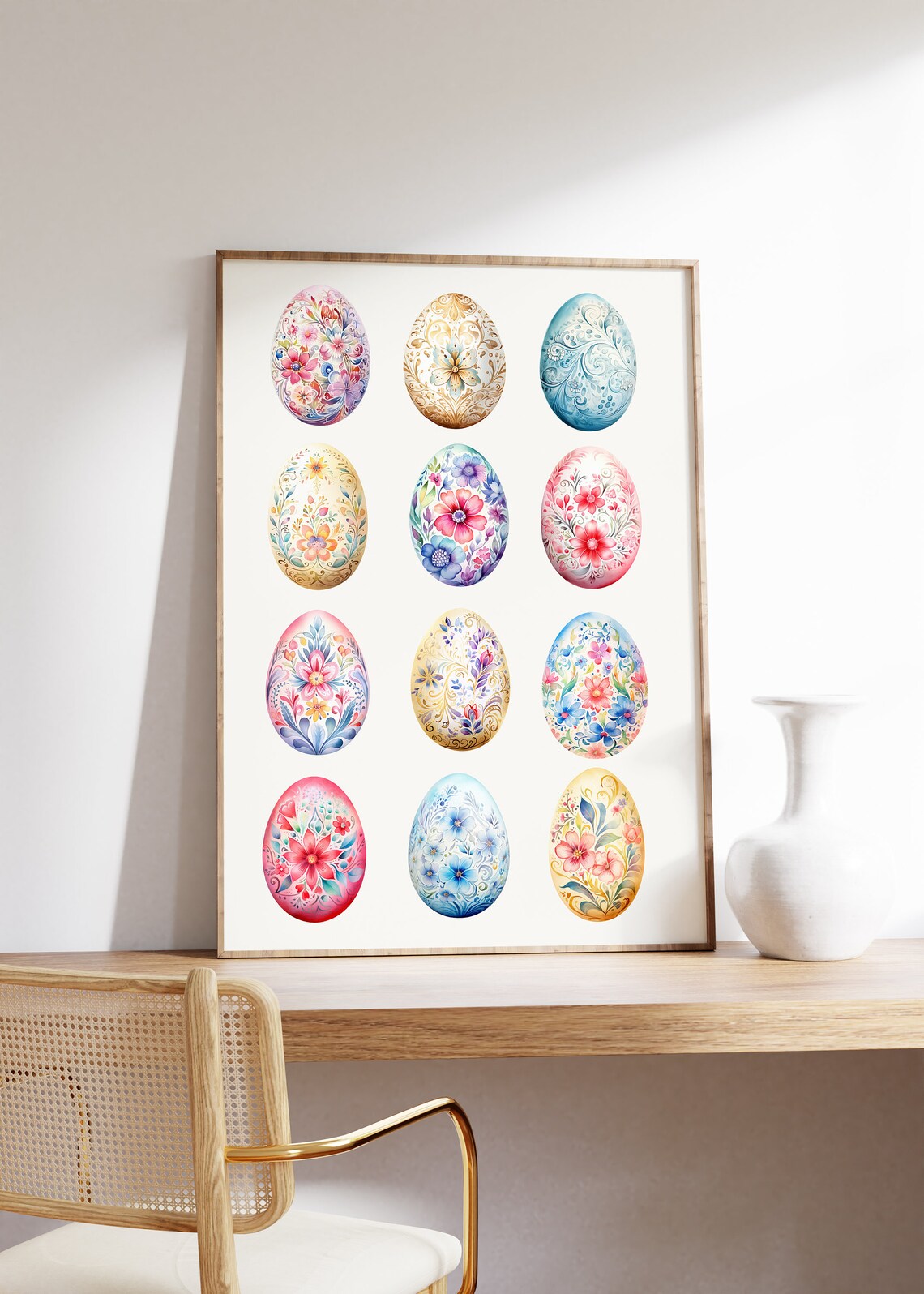 Easter Eggs Print, Scandinavian Folk Easter Decor - Image 4