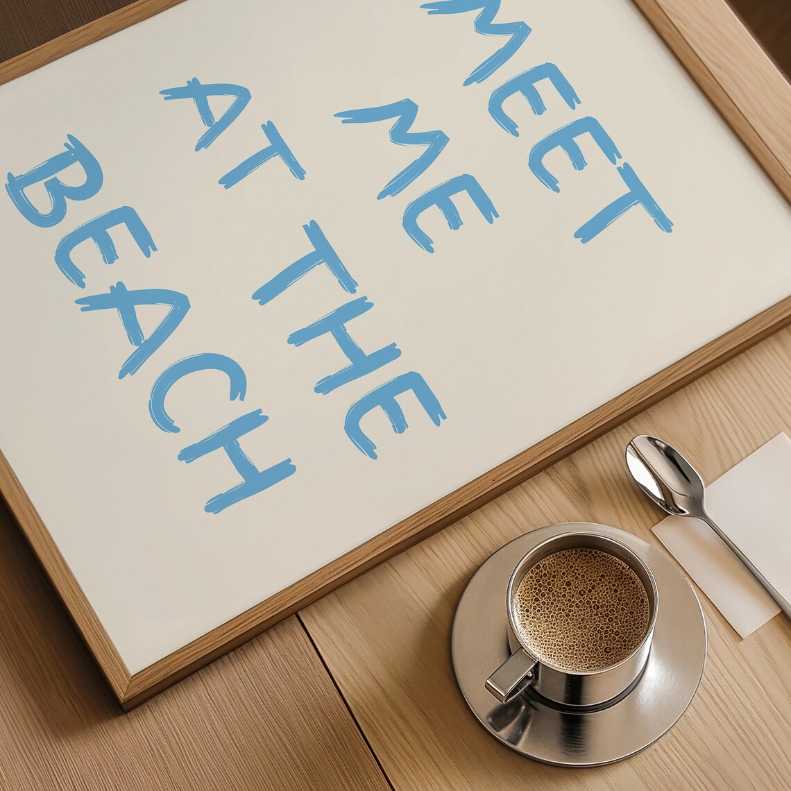 Meet Me At The Beach Bold Blue Brush Lettering Coastal Poster - Image 3
