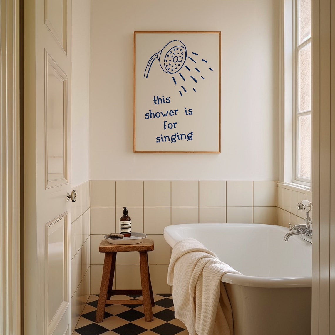 This Shower Is for Singing Bathroom Poster with Hand-Drawn Shower - Image 5