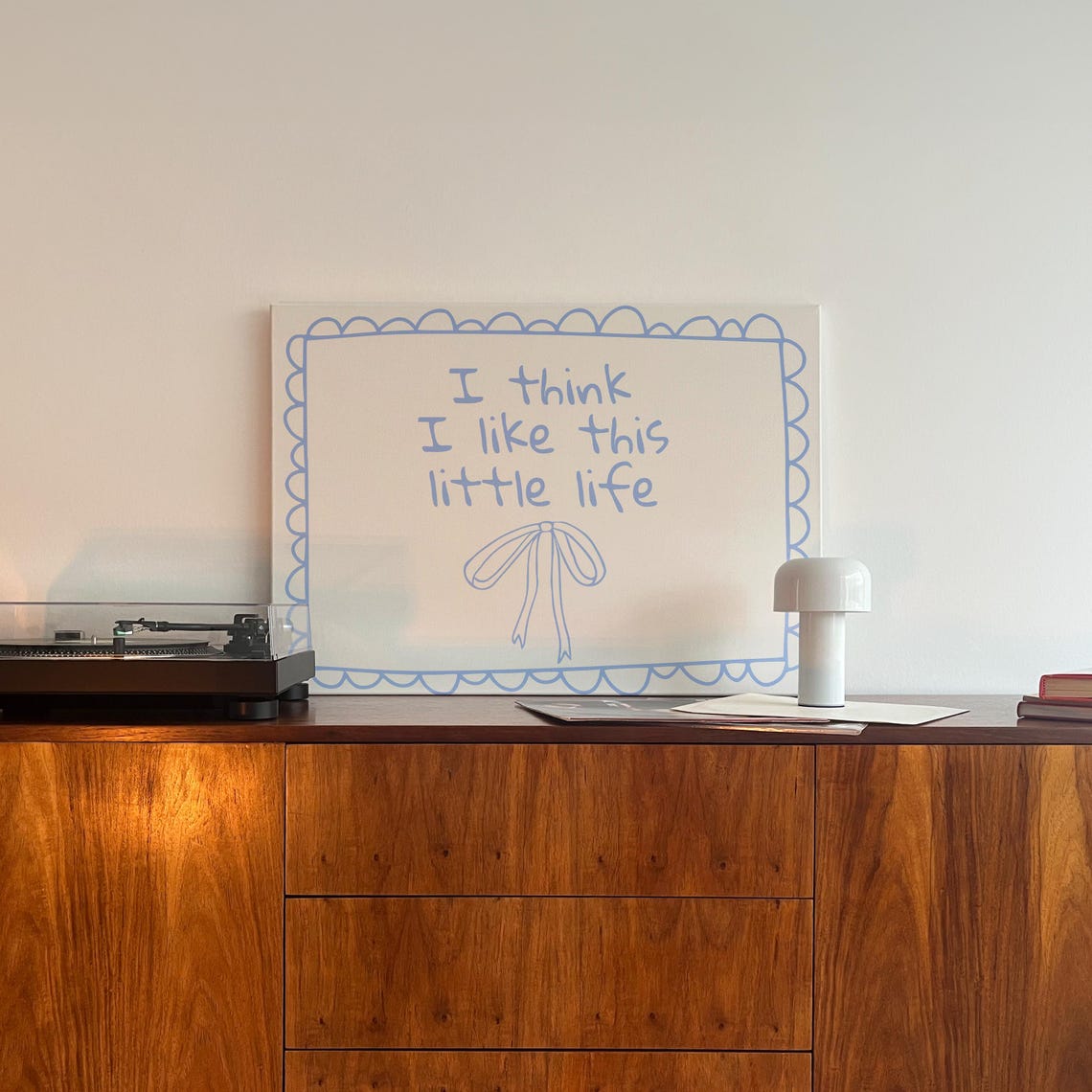 I Think I Like This Little Life Blue Bow Handwritten Quote Wall Art - Image 2