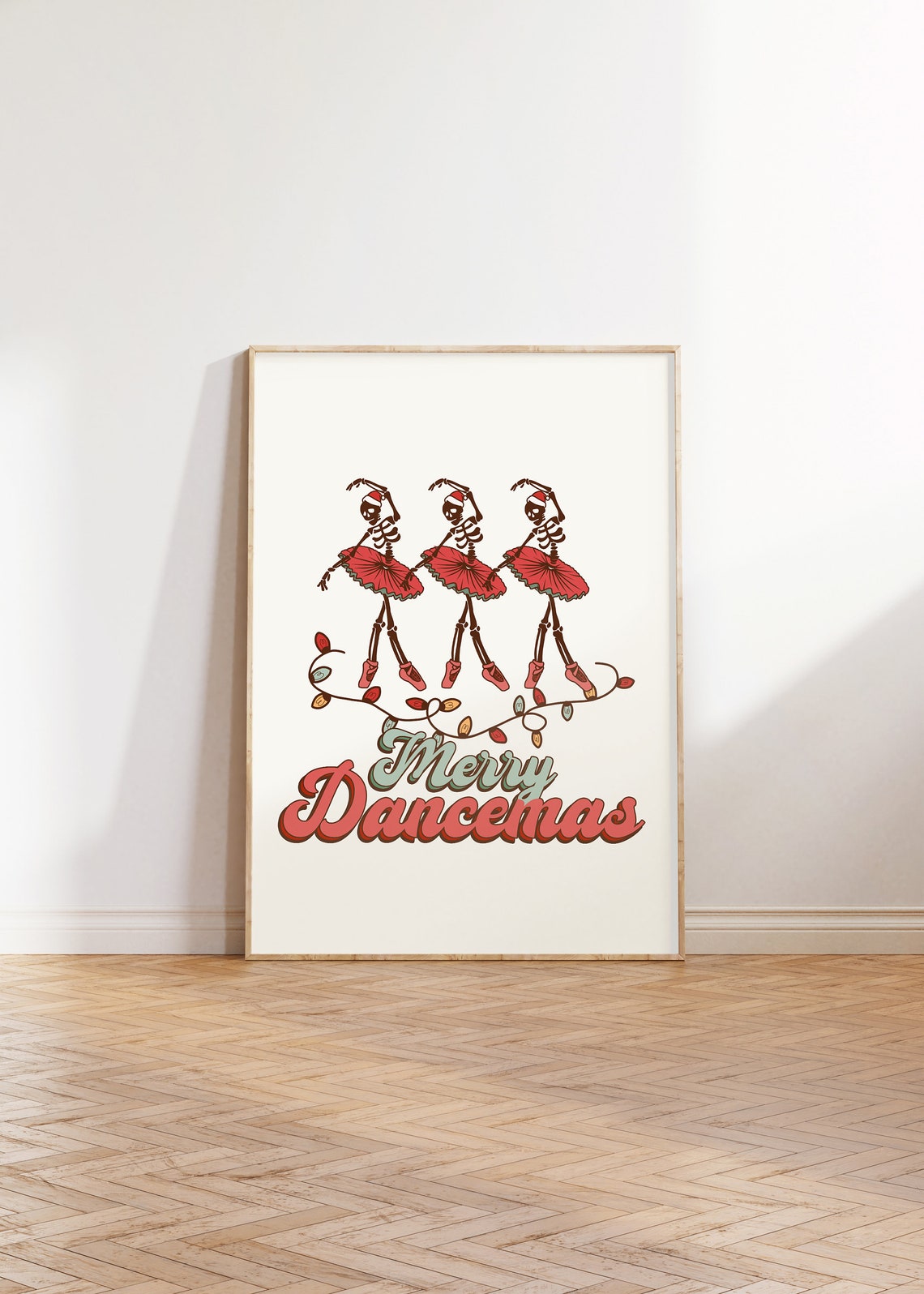 Merry Dancemas Three Dancing Skeleton Ballerinas Lights Poster - Image 3