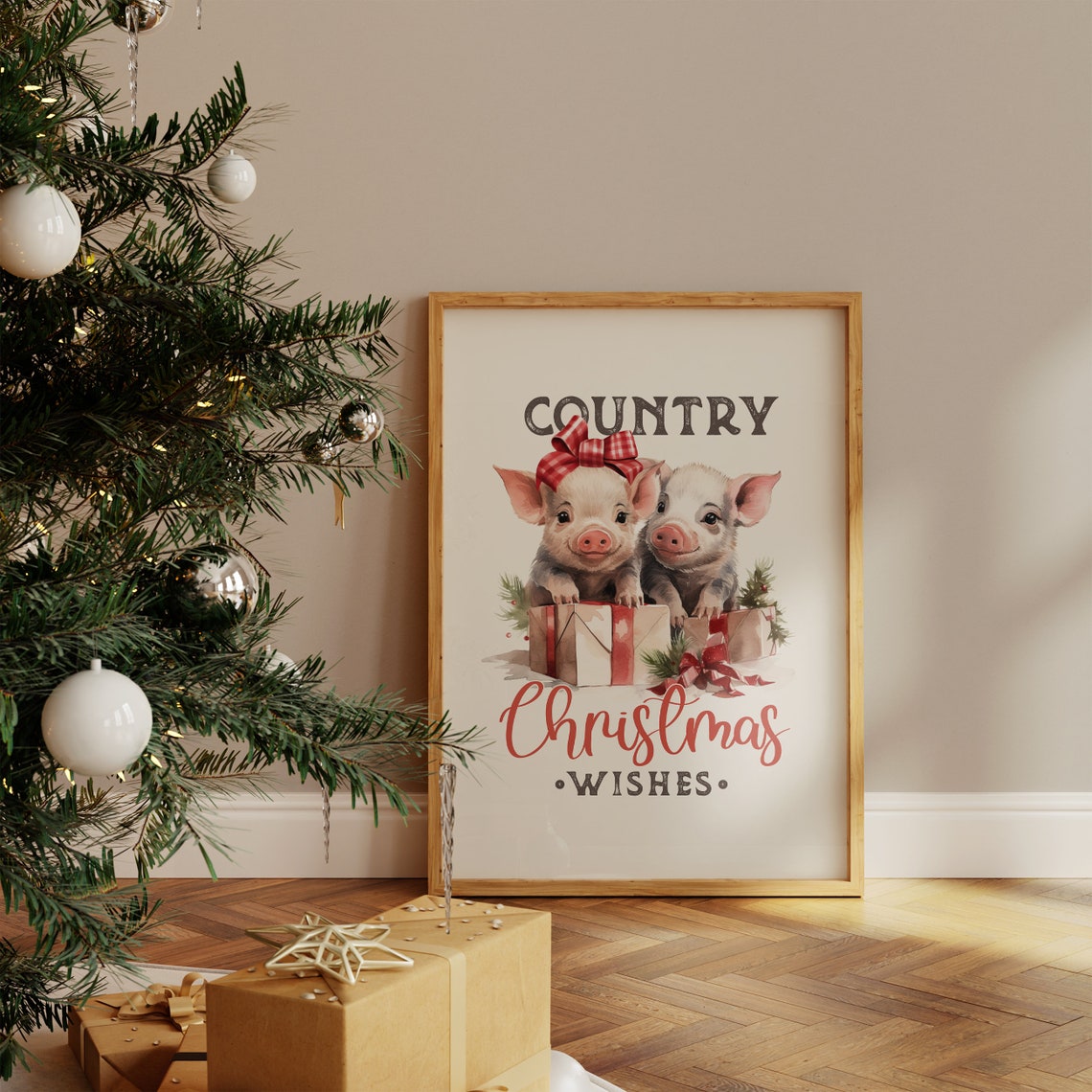 Country Christmas Wishes Farm Barn Christmas Print Christmas Farmhouse Christmas Winter Scene Print Small Town Christmas - Image 4