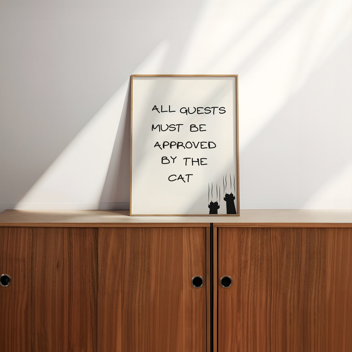 All Guests Must Be Approved by the Cat Funny Minimalist Paw Art Poster - Image 2