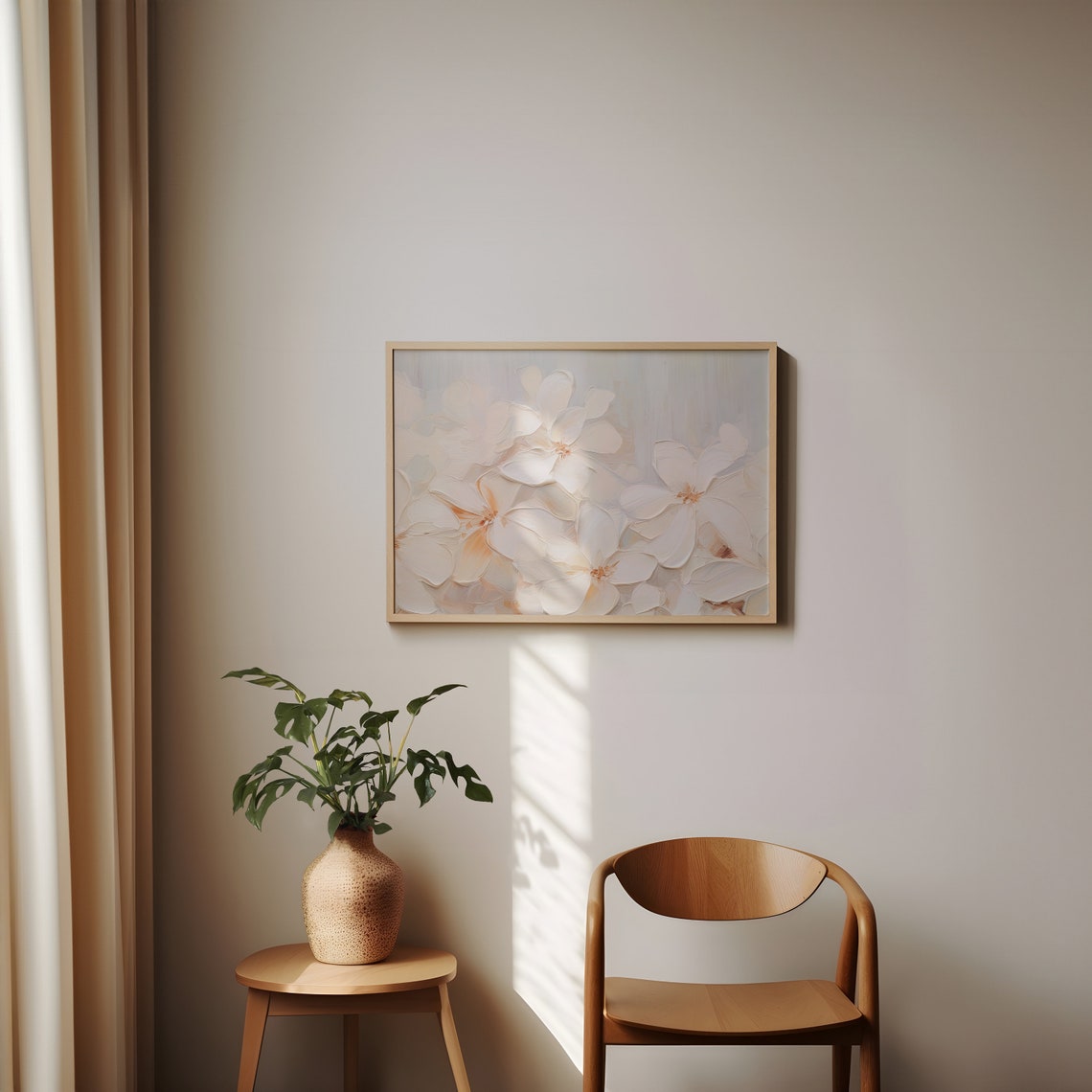 Textured White Blossom Impasto Floral Painting Modern Decor Poster - Image 5