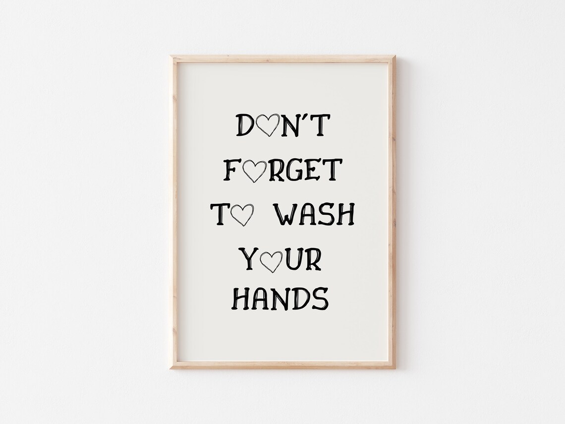 Dont Forget To Wash Your Hands Heart Letters Bathroom Quote Poster - Image 2