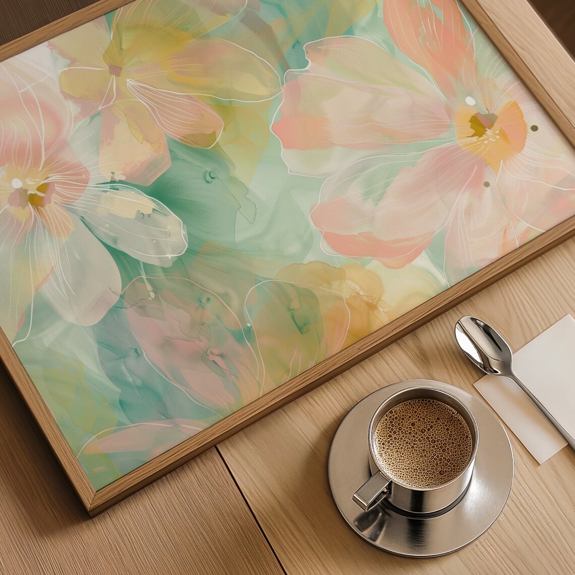 Abstract Flower Botanical Pink Green Wall Art Print - Image 3