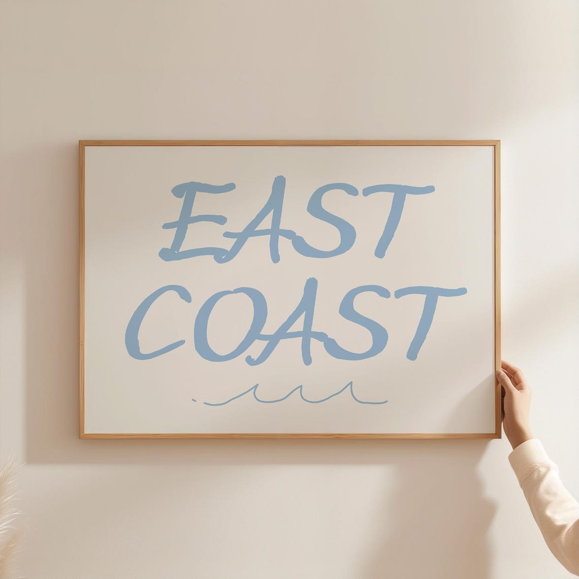 East Coast Light Blue Script With Wave Beach Quote Decor Poster - Image 4