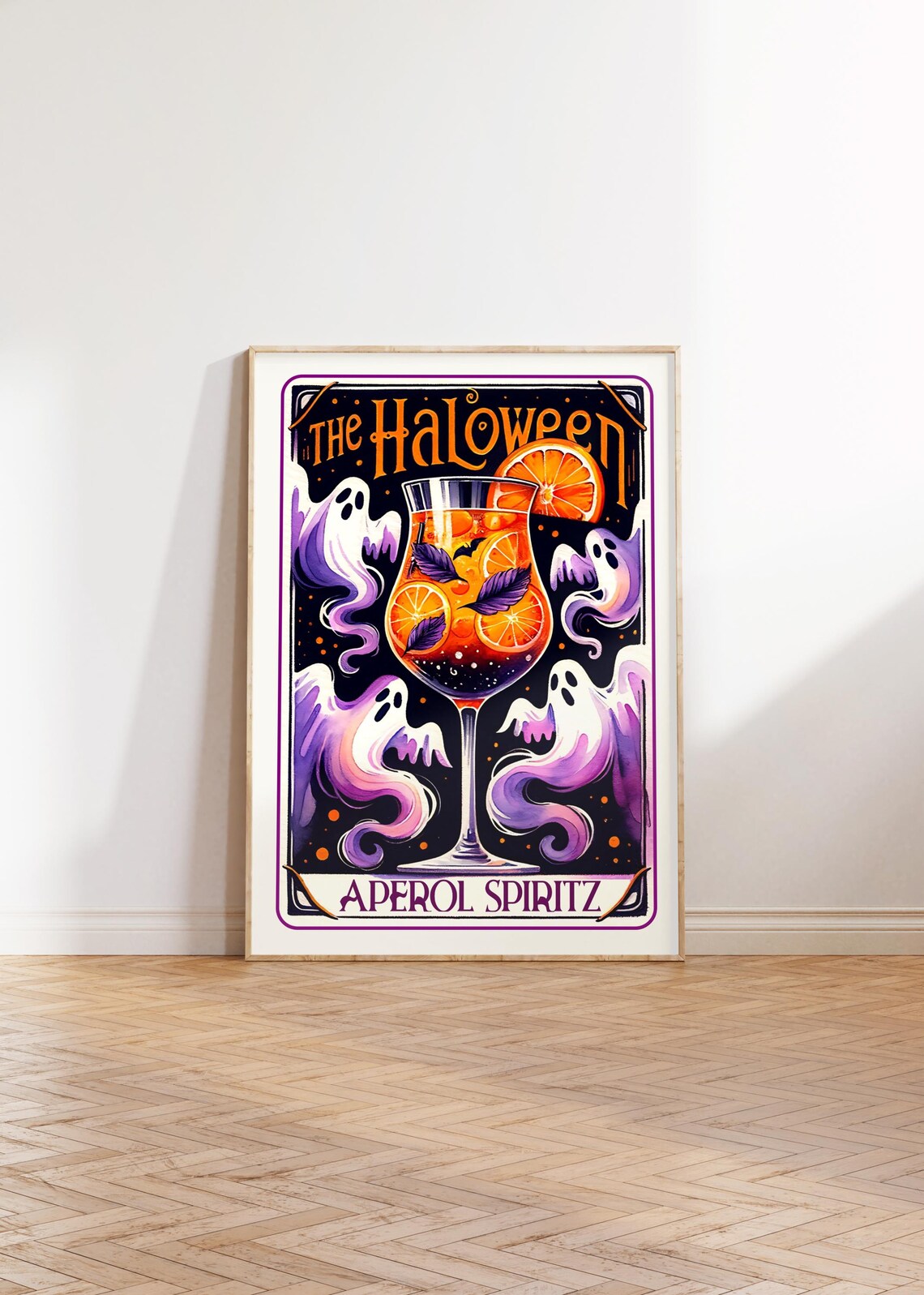 Halloween Aperol Spritz Cocktail Poster with Playful Ghost Illustrations - Image 4
