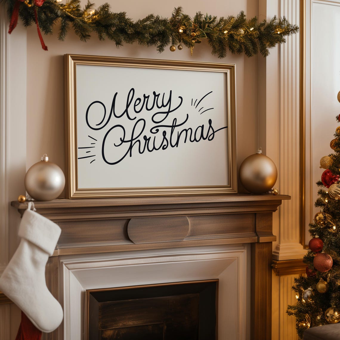 Merry Christmas Handwritten Script Minimalist Holiday Poster - Image 2