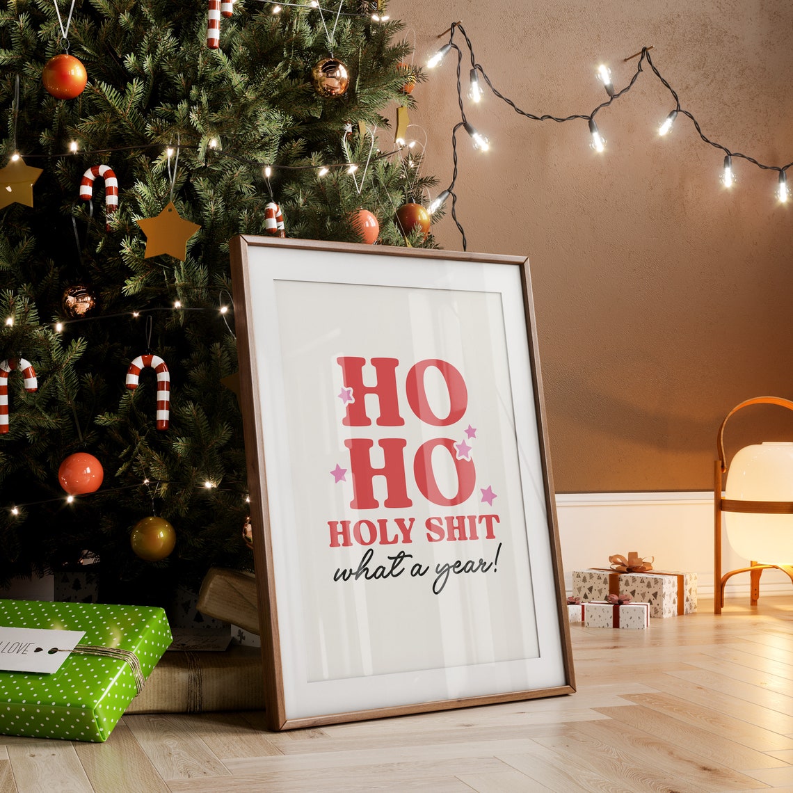 Ho Ho Ho Holy Shit What A Year Funny Christmas Party Quote Poster - Image 3