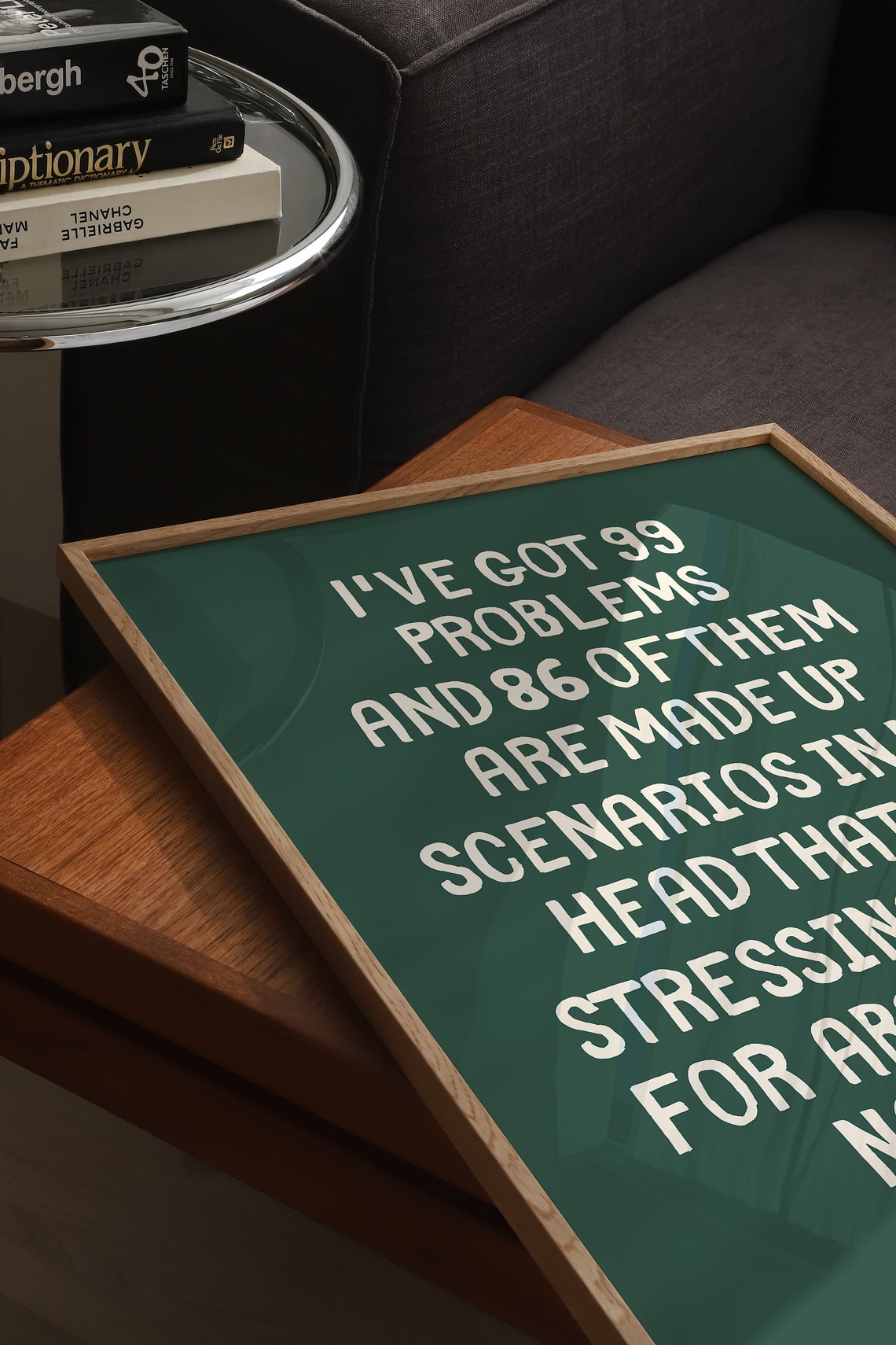 I've Got 99 Problems Overthinking Anxiety Funny Mental Health Poster - Image 3