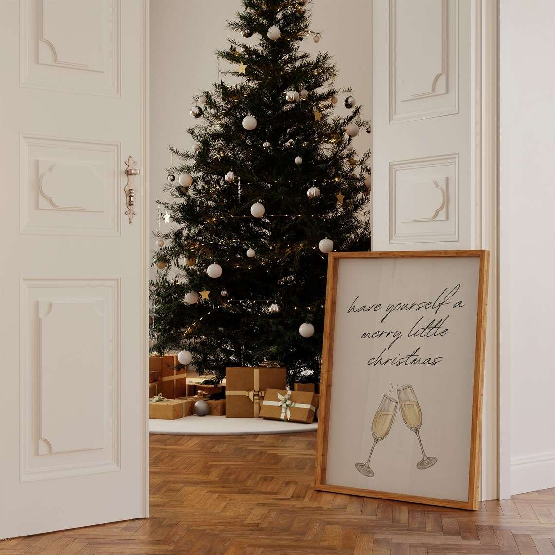 Have Yourself A Merry Little Christmas Cream Champagne Toast Poster - Image 3