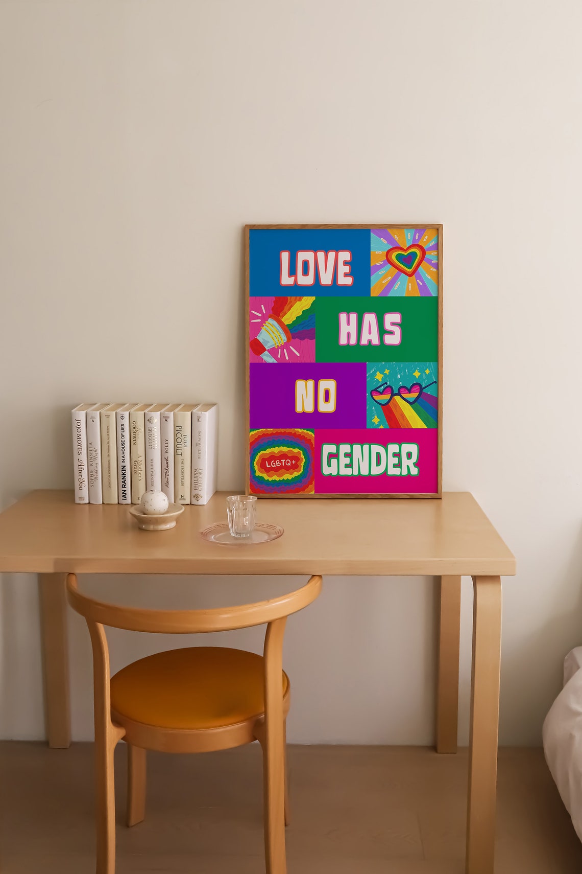 Love Has No Gender Colorful Rainbow Pride Patchwork Art Poster - Image 2