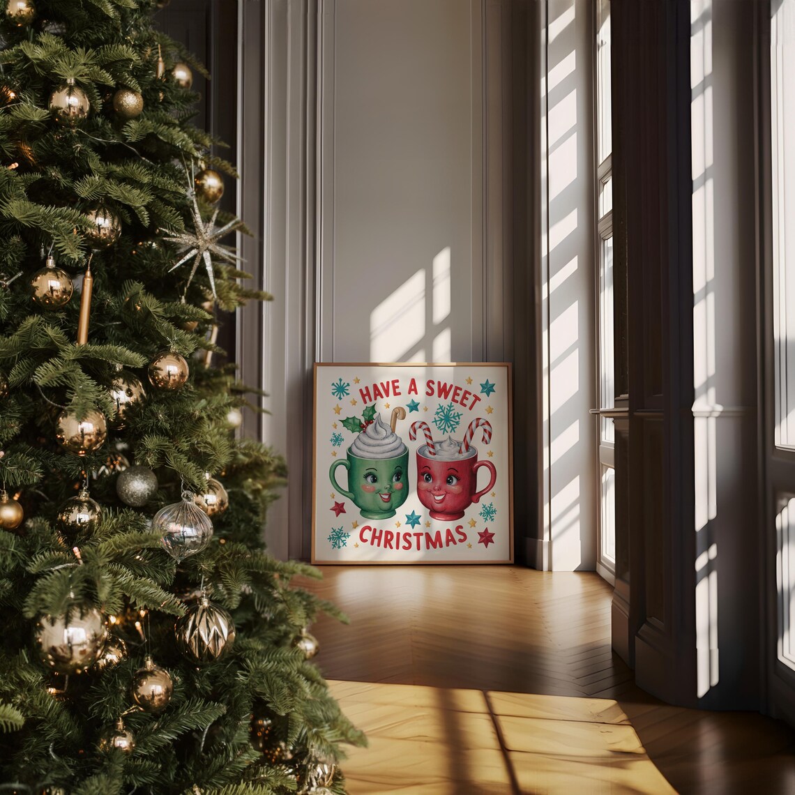 Have a Sweet Christmas Smiling Cocoa Mugs Retro Holiday Art Print - Image 4