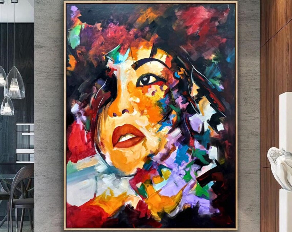 Abstract Woman Portrait Colorful Modern Expressionist Face Painting Poster - Image 4