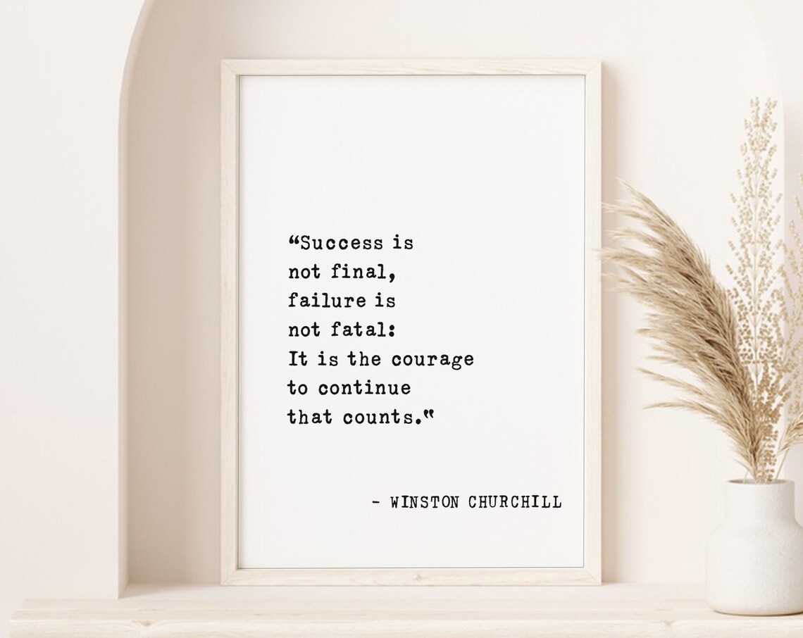Winston Churchill Quote Art Print, Motivational Office