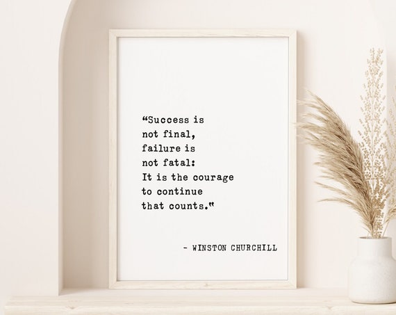 Winston Churchill Quote Art Print, Motivational Office