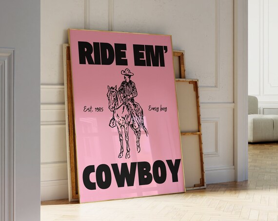 Pink Cowboy Poster, Vintage Western Art Print