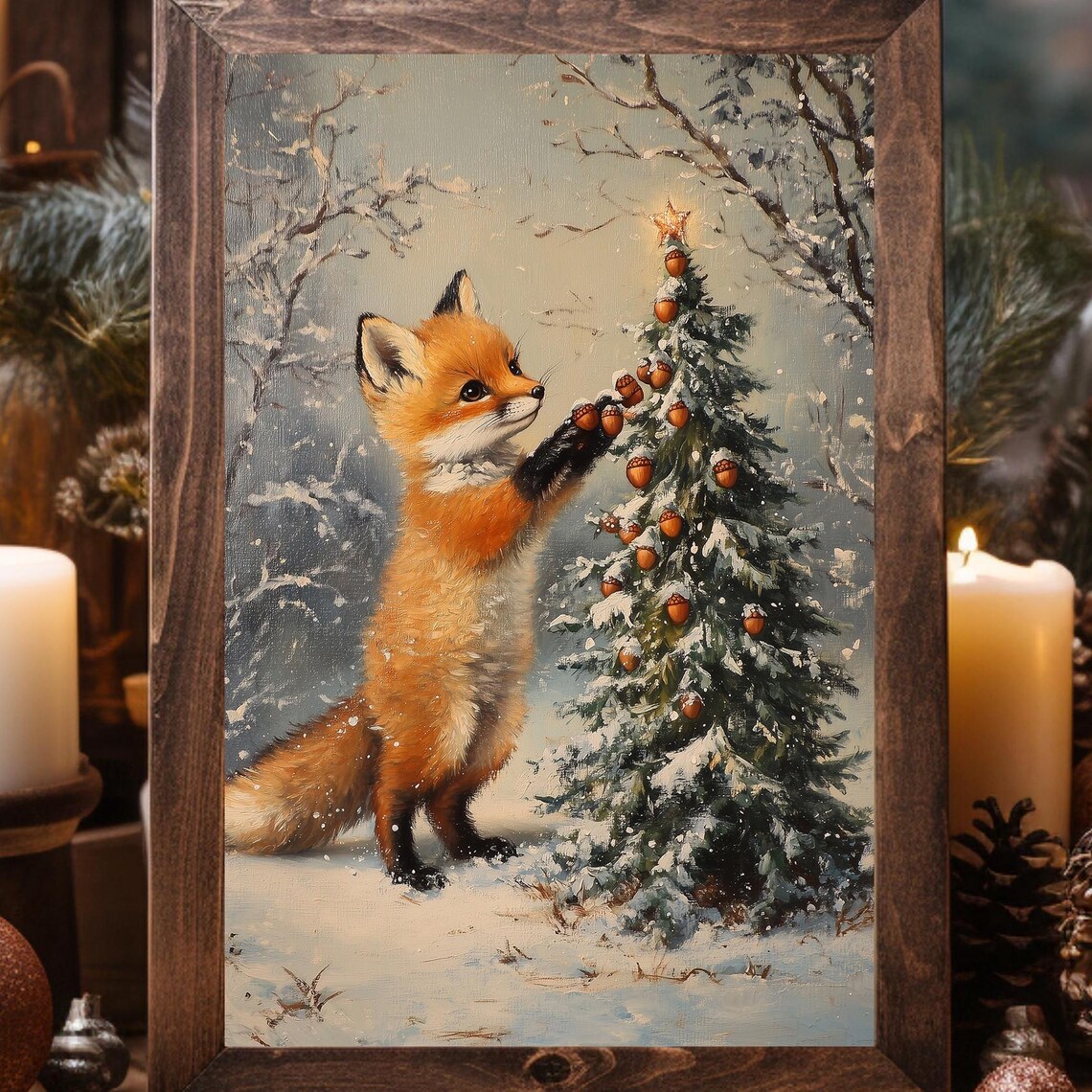Fox Kit Decorating Tree Wall Art High Resolution Quick Gift Frameable