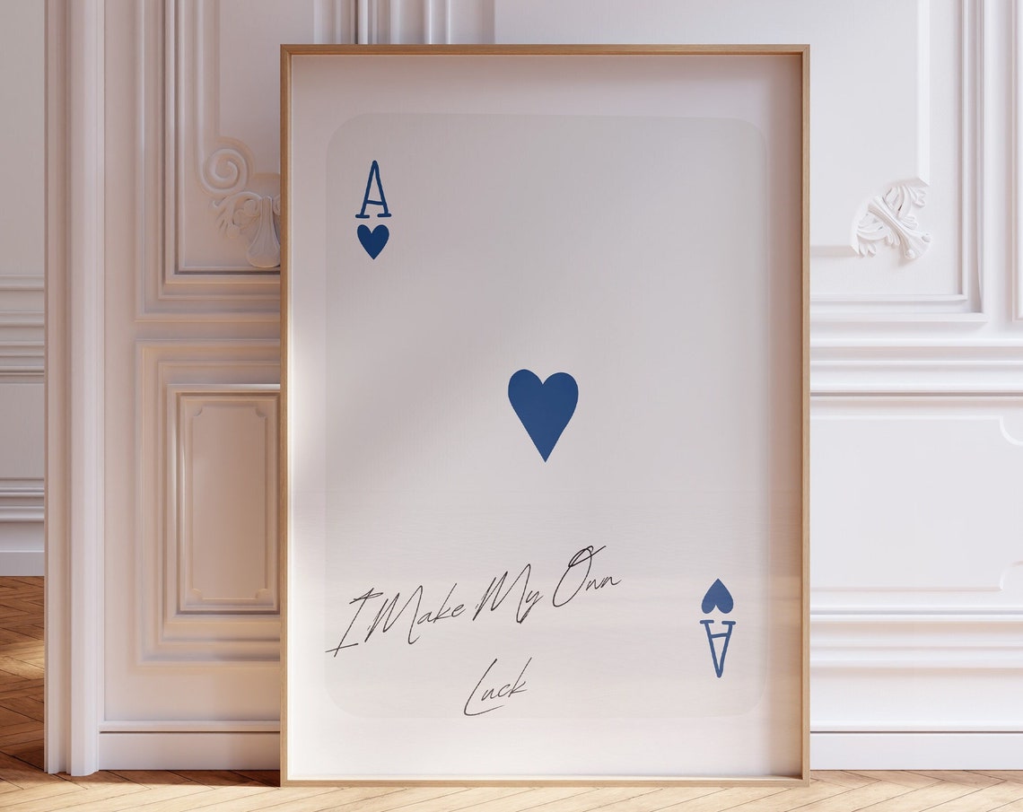 Ace Of Hearts Posterlucky Girl Syndrome Decortrendy Wall Artlucky Girl Quote Printretro Card Posterspreppy Lucky Girl Postersdorm Art