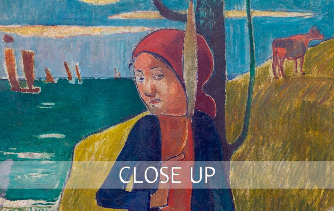 Paul Gauguin Breton Girl Spinning 1889 Post Impressionist Coastal Poster - Image 2