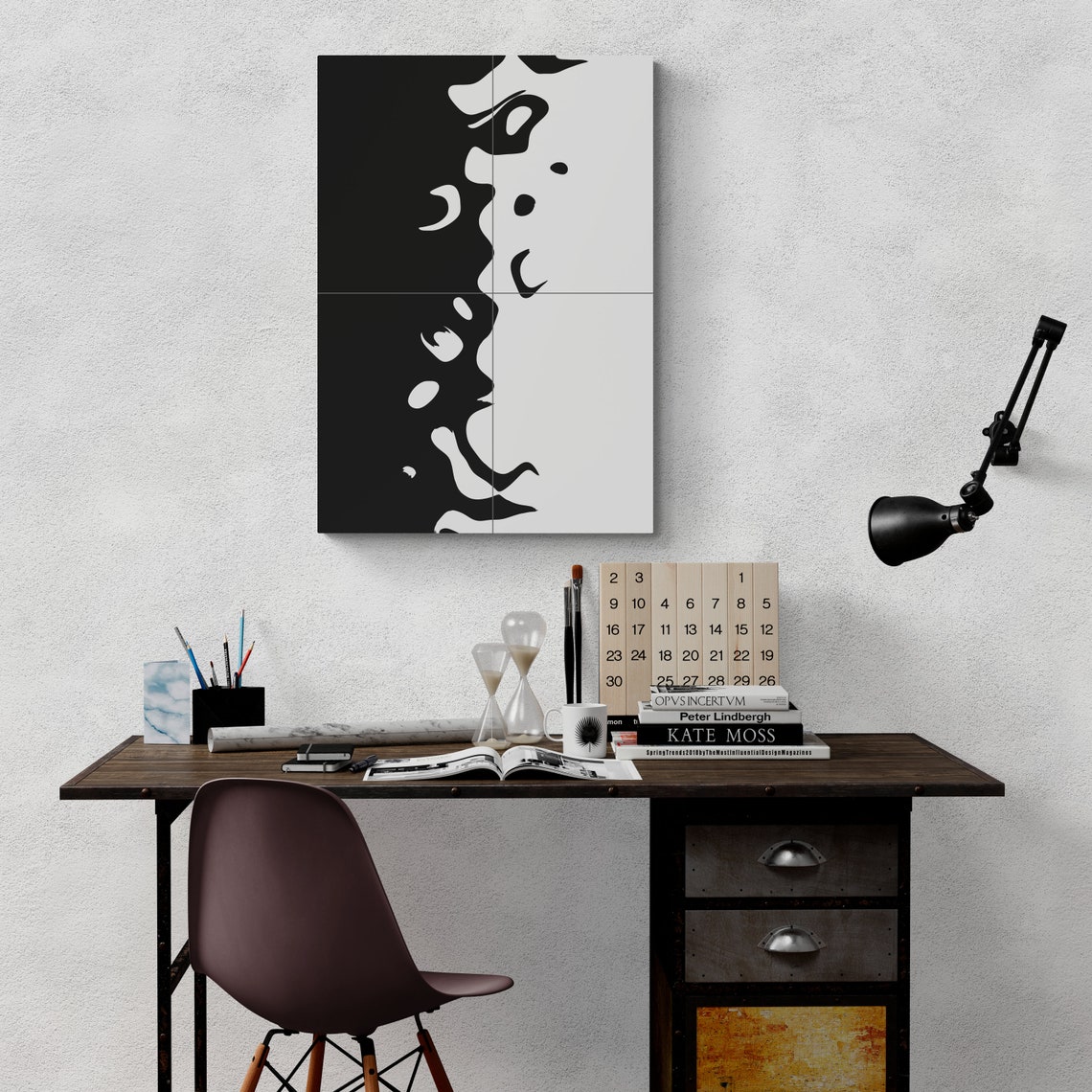Black White Abstract Flow Organic Bold Minimal Modern Art Poster - Image 4