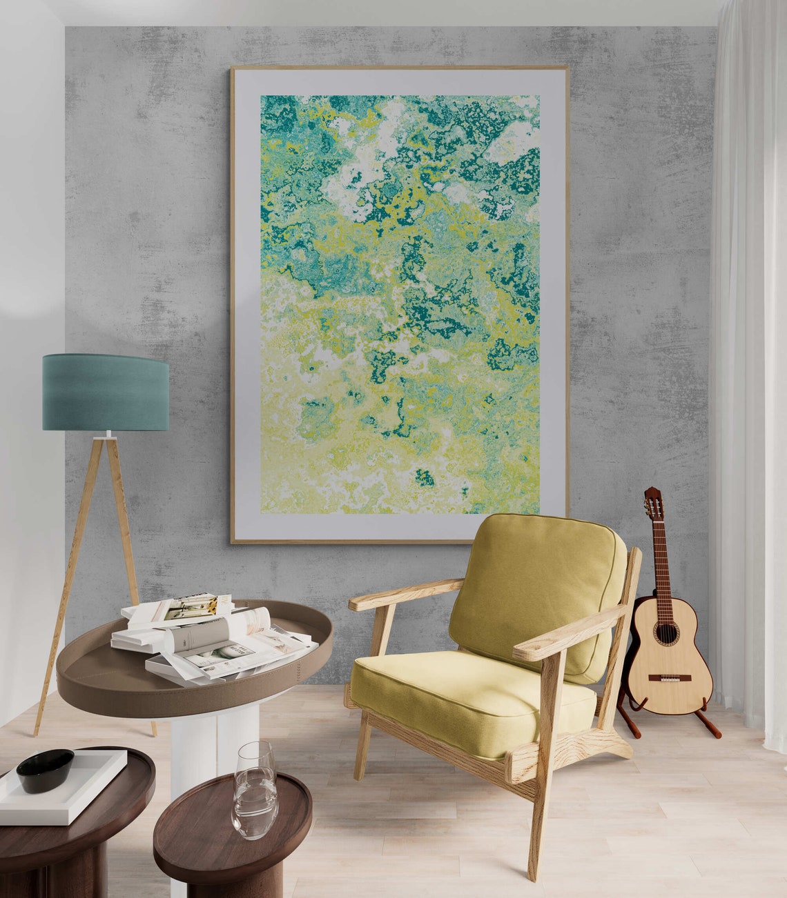 Yellow Turquoise Marble Abstract Bright Boho Modern Art Poster - Image 3