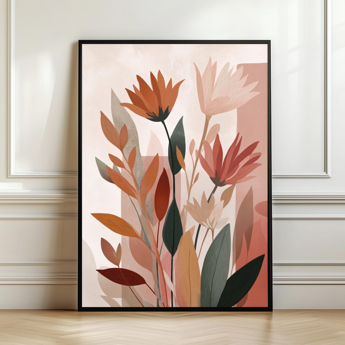 Terracotta Botanical Abstract Floral Modern Nature Wall Poster