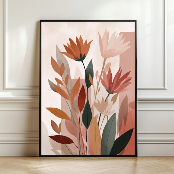 Terracotta Botanical Abstract Floral Modern Nature Wall Poster