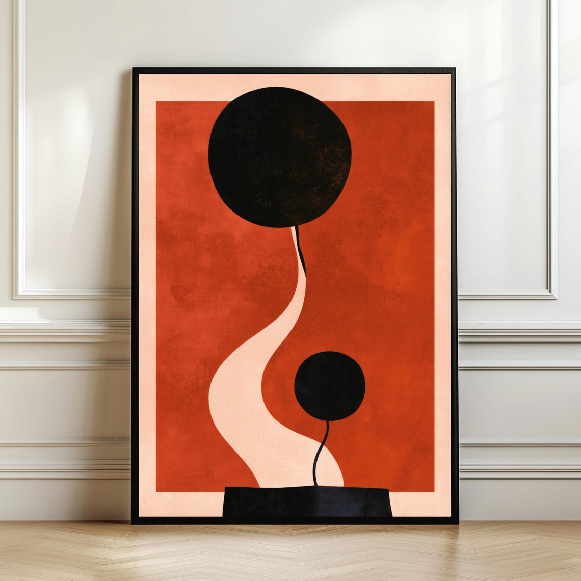 Bauhaus Abstract Terracotta Black Circles Geometric Style Poster