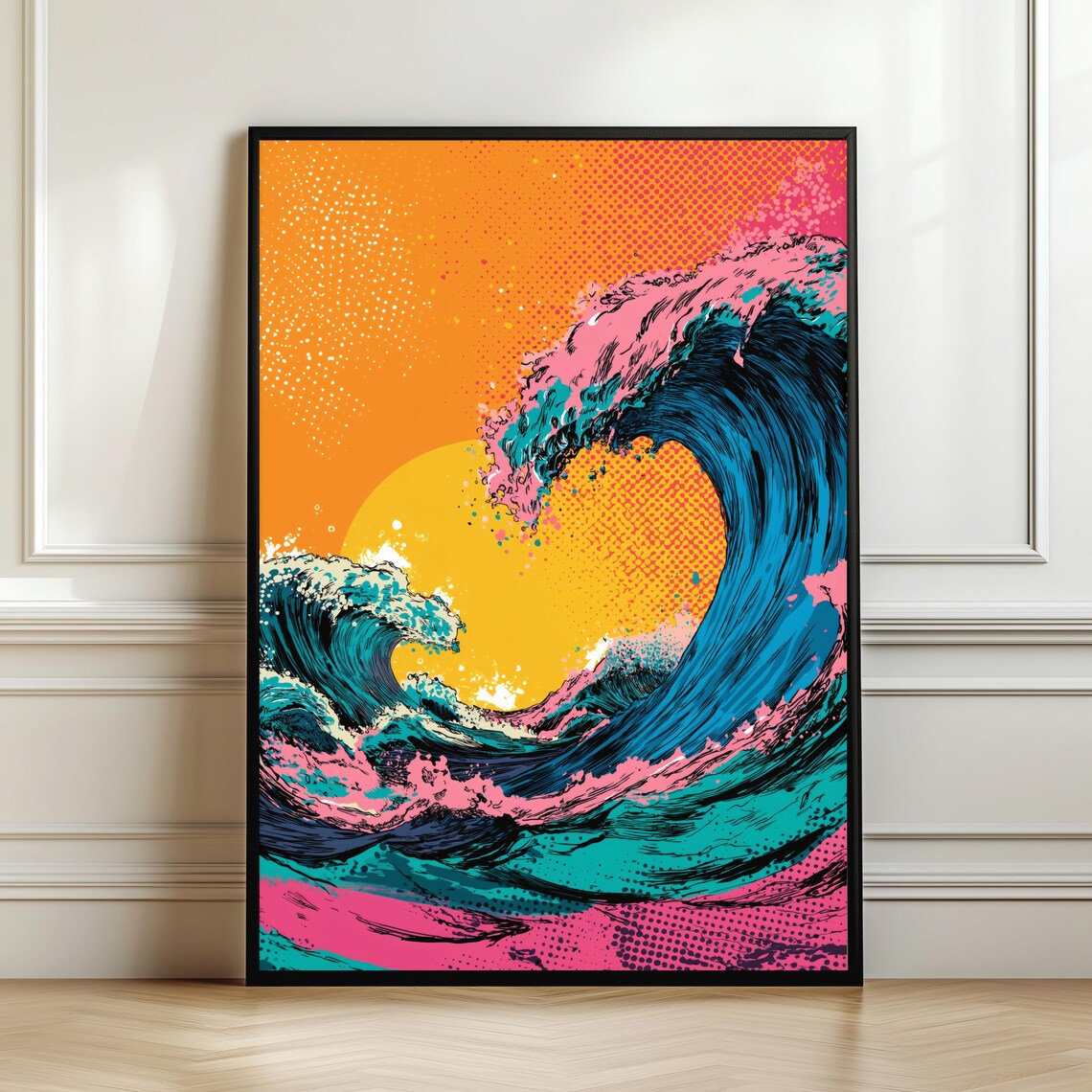 Pop Art Ocean Wave Poster, Modern Coastal Print