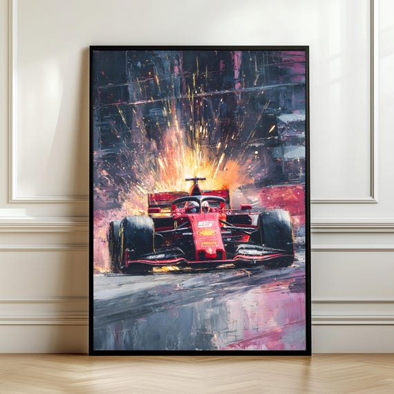 Formula 1 Racing Wall Art Abstract Motorsport Explosion Painting F1 Car Poster Speed Energy Print Fan Gift Decor Digital