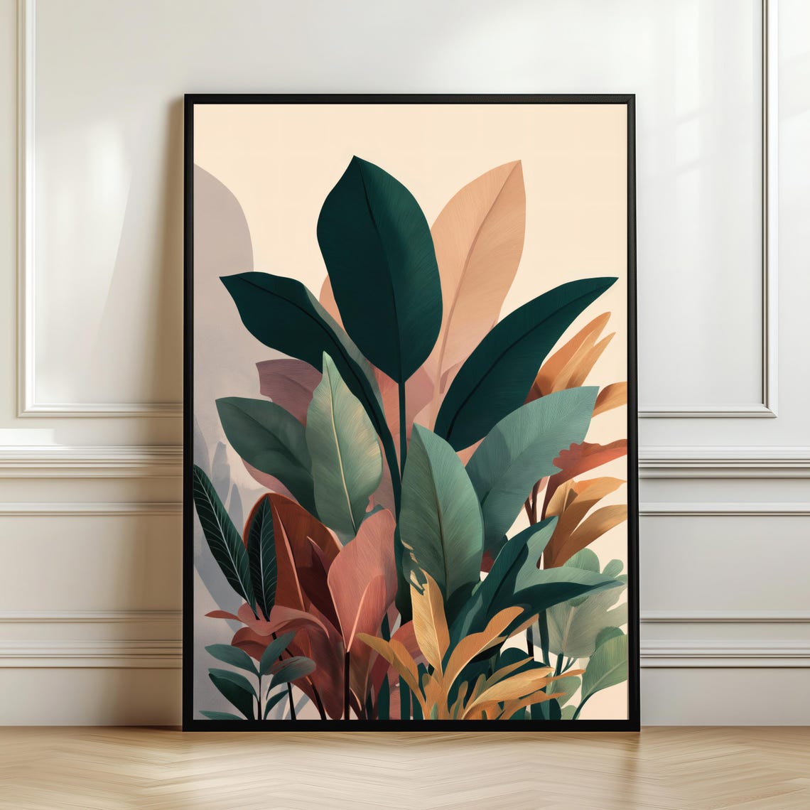 Boho Tropical Leaves Modern Botanical Green Blush Minimalist Poster