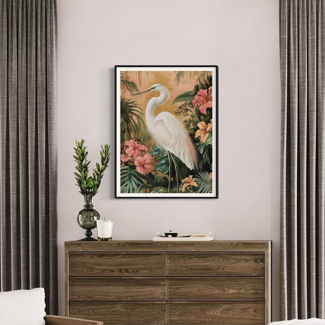 Great Egret Art Print, Vintage Modern Bird Artwork - Image 3
