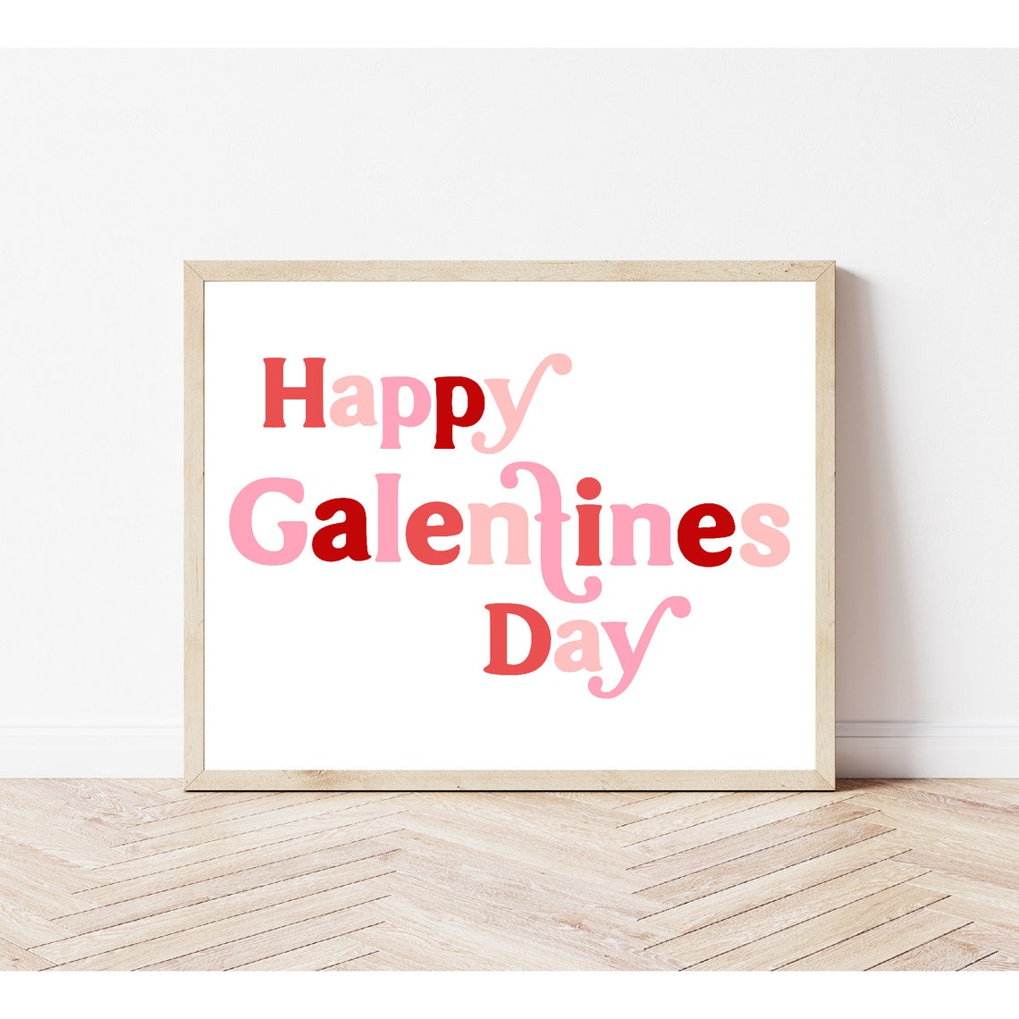 Happy Galentines Day Red Pink Retro Script Valentine Wall Art Poster - Image 3