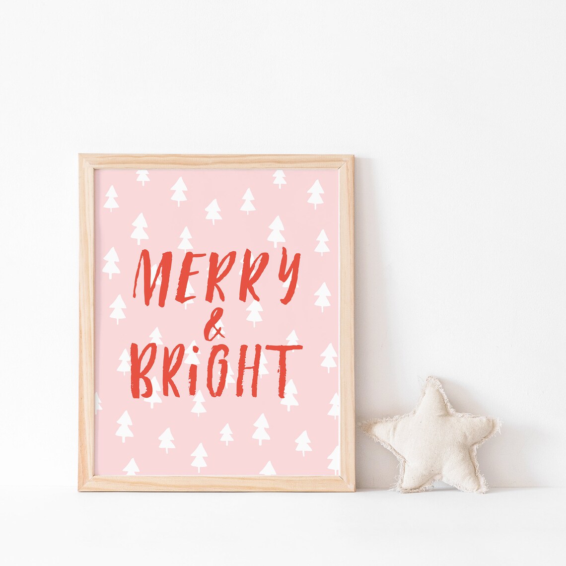 Merry And Bright Christmas Boho Art Print - Image 3