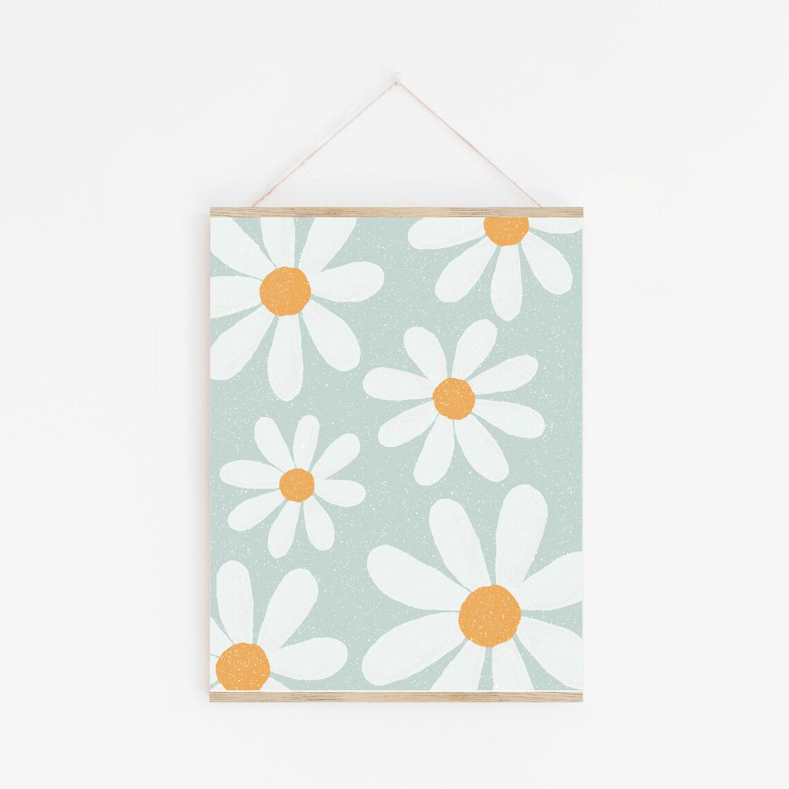Sage Daisy Print, Girls Boho Nursery Art Print