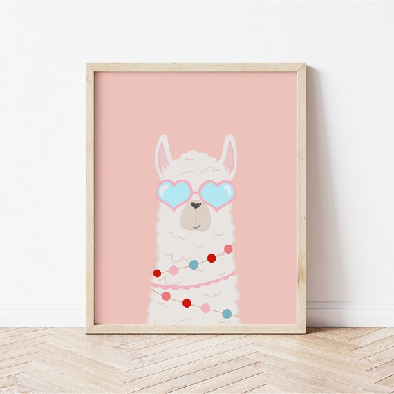 Cute Llama Llama Wall Art Kids Print Alpaca Wall Decor Nursery Decor Playroom Art Animal Nursery Valentines Day Decor